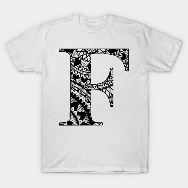 Mandala Letter F T-Shirt by Shaseldine